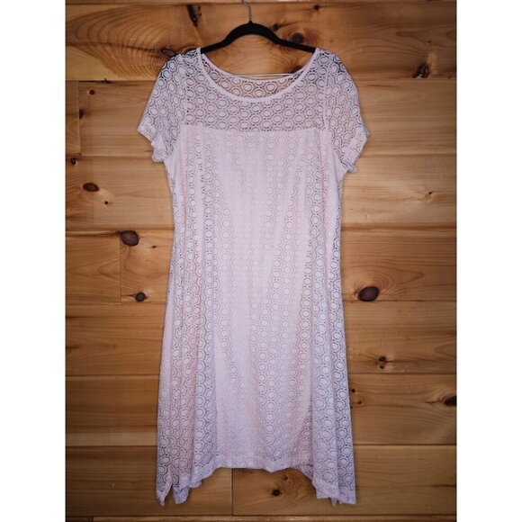 Lane Bryant Womens Plus Size 14/16 Pale Pink Lace Knee Length Short Sleeve Dress - Picture 6 of 10